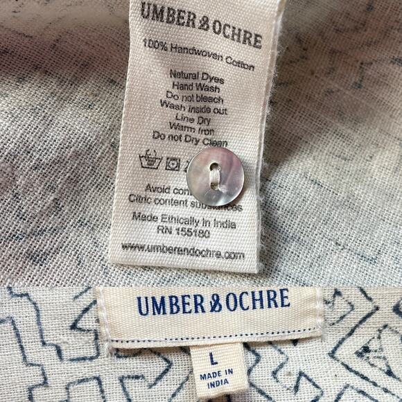 Umber & Ochre Samira Tunic Dress Sz L Natural Tile Block Boho Minimal Cotton - Picture 8 of 8